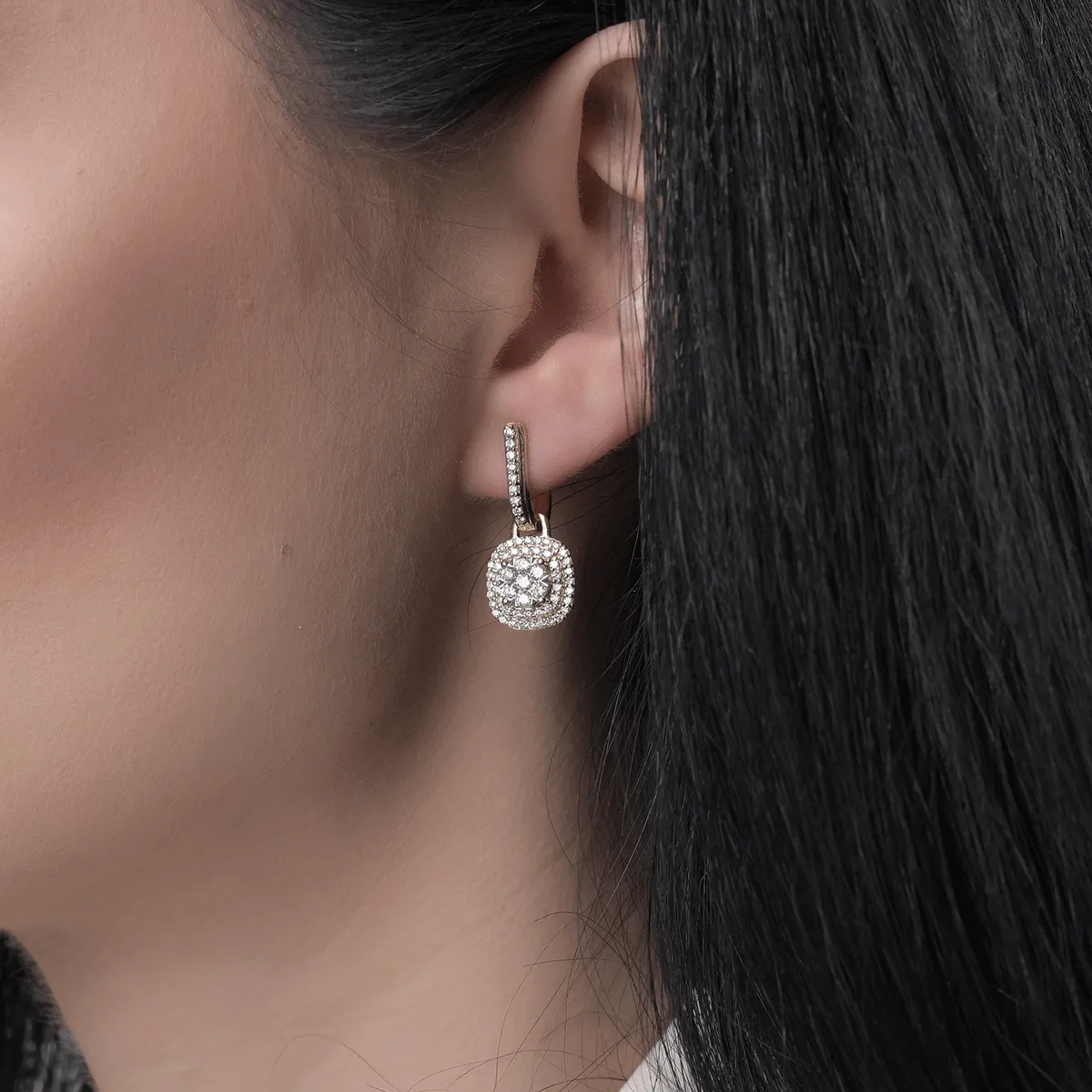 Cercei din aur galben cu diamante de 1ct — imaginea 4