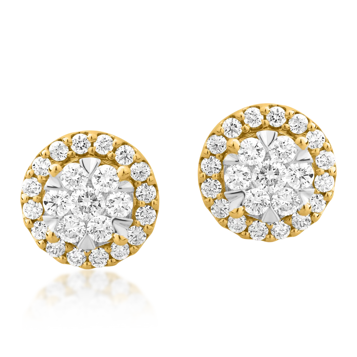 Cercei din aur galben de 18K cu diamante de 0.5ct