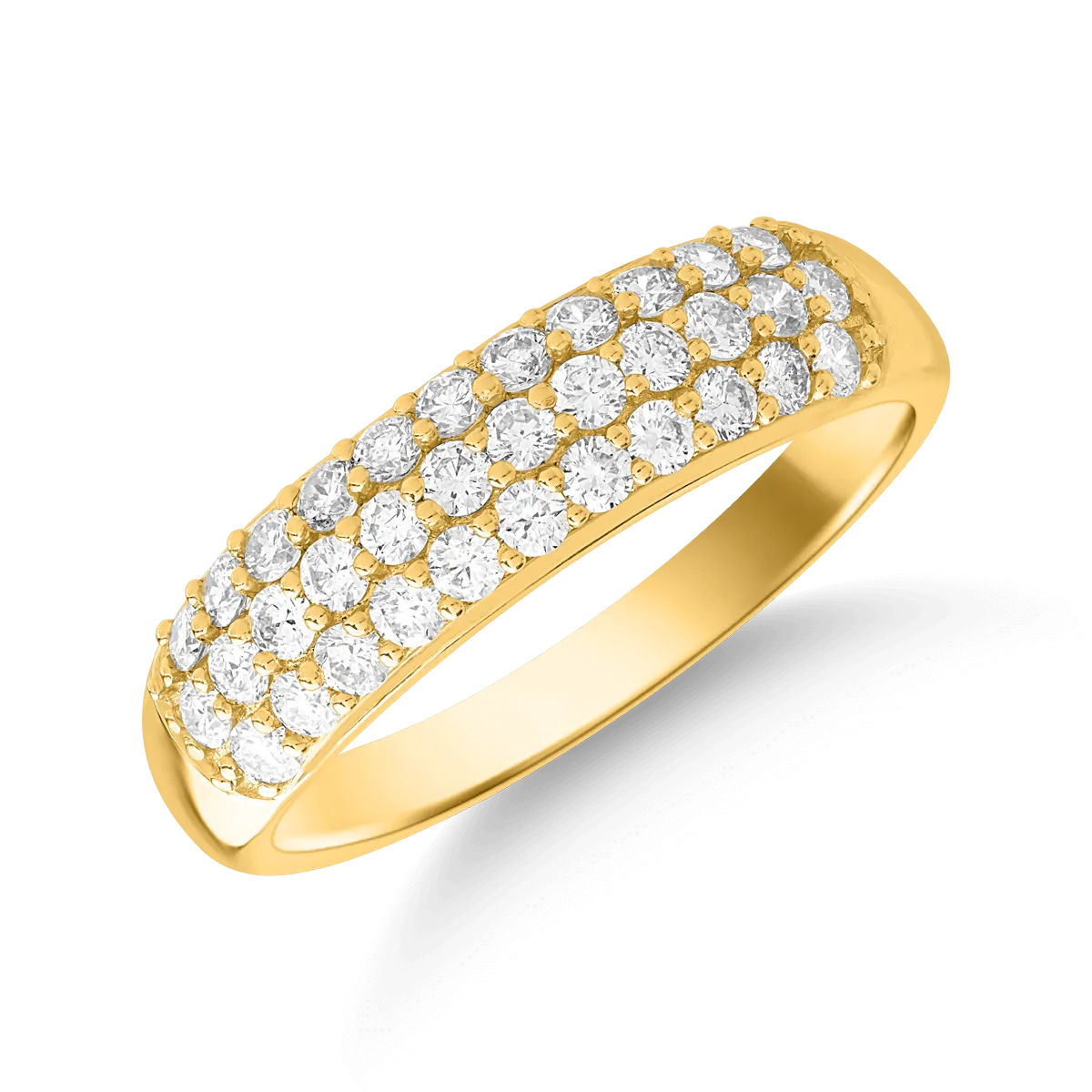 Gyűrű 14K-os sárga aranyból 0,748ct gyémántokkal