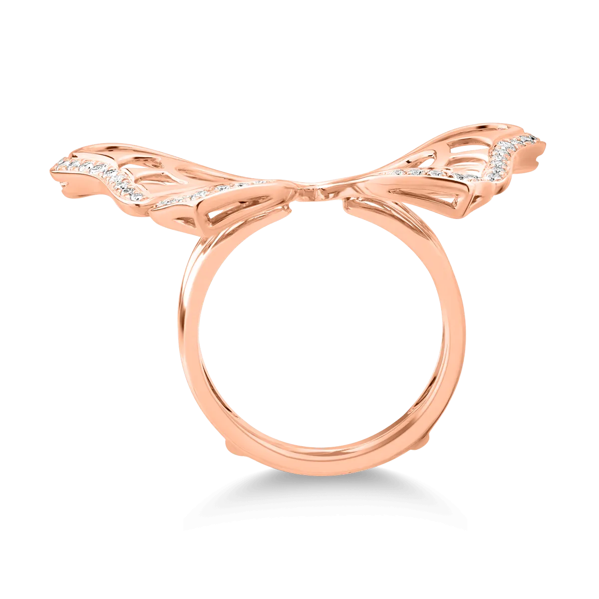 18K rose gold ring with 11.4ct rose quartz and 0.37ct diamonds