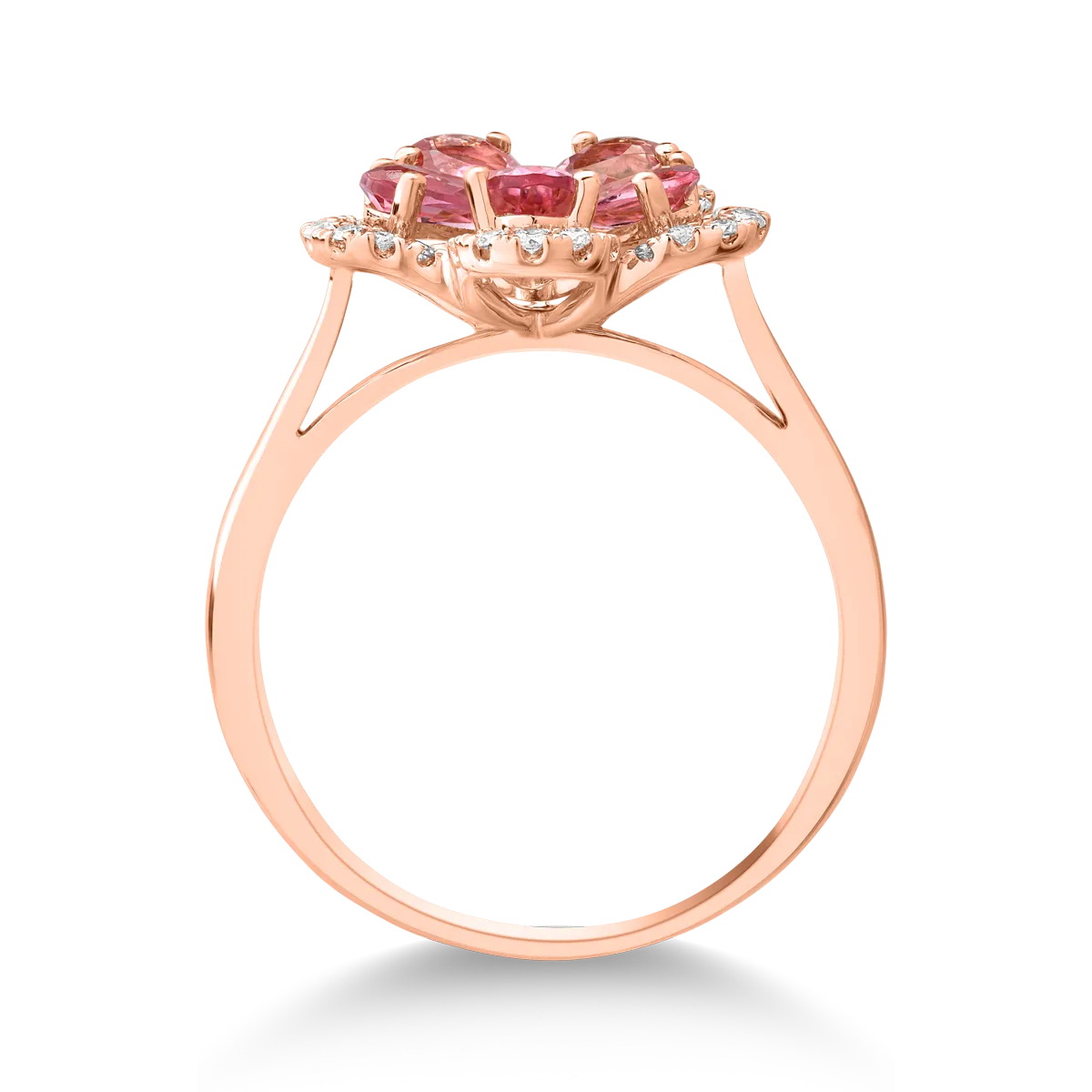 18K rose gold ring with 1ct pink tourmaline and 0.15ct diamonds
