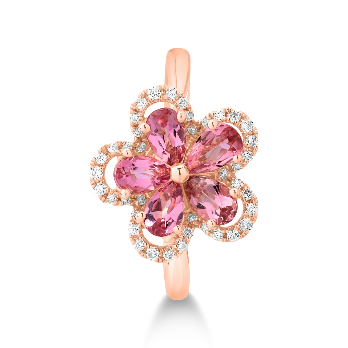 18K rose gold ring with 1ct pink tourmaline and 0.15ct diamonds