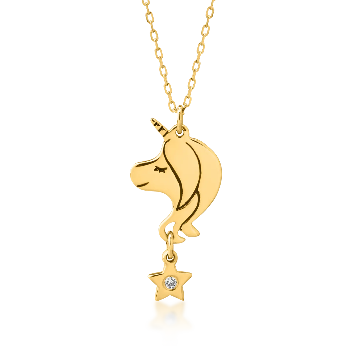 14K yellow gold children's pendant necklace with 0.009ct diamond