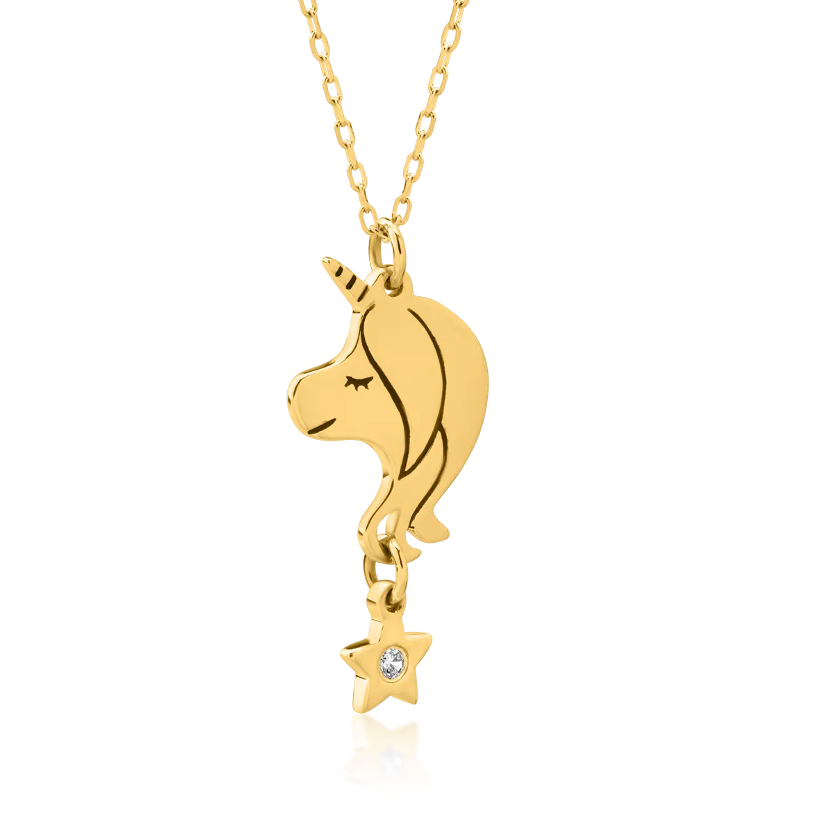 14K yellow gold children's pendant necklace with 0.009ct diamond