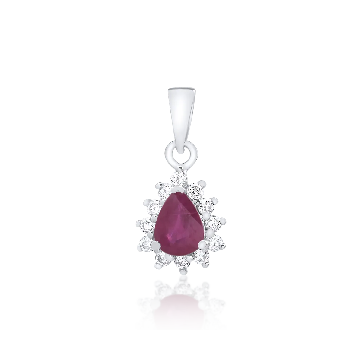 Pandantiv din aur alb de 18K cu rubin de 0.25ct si diamante de 0.086ct-103845
