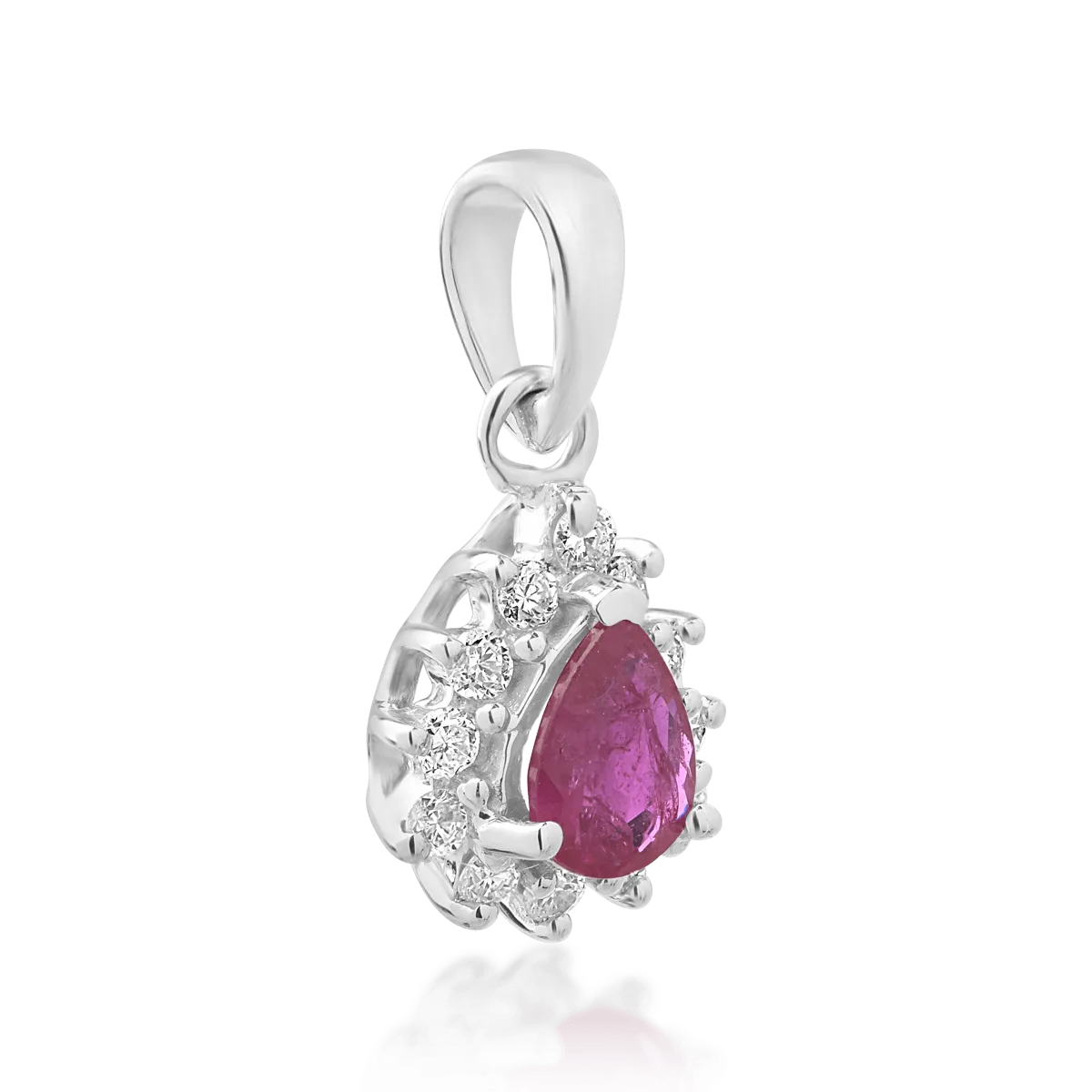 Pandantiv din aur alb cu rubin de 0.25ct si diamante de 0.086ct