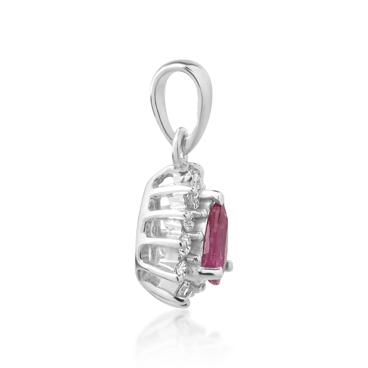 Pandantiv din aur alb cu rubin de 0.25ct si diamante de 0.086ct