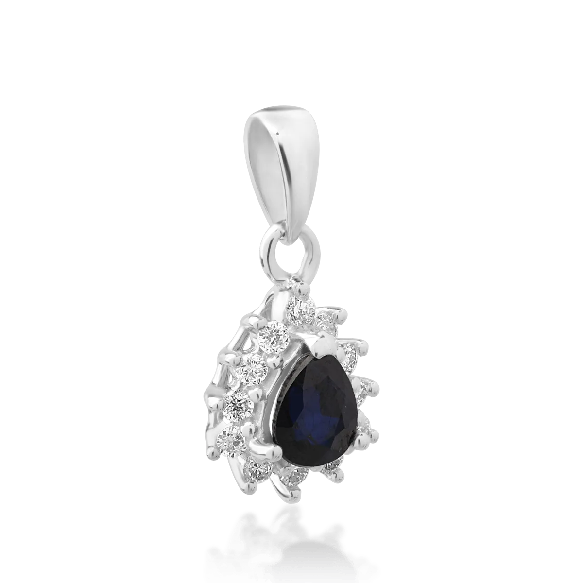 Pandantiv din aur alb cu safir de 0.288ct si diamante de 0.089ct