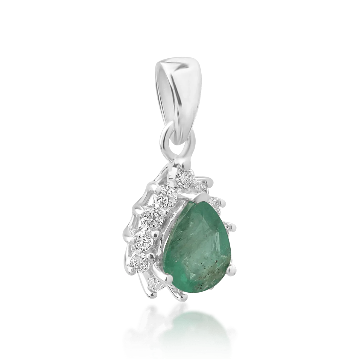 18K white gold pendant with emerald 0.255ct and diamonds of 0.089ct