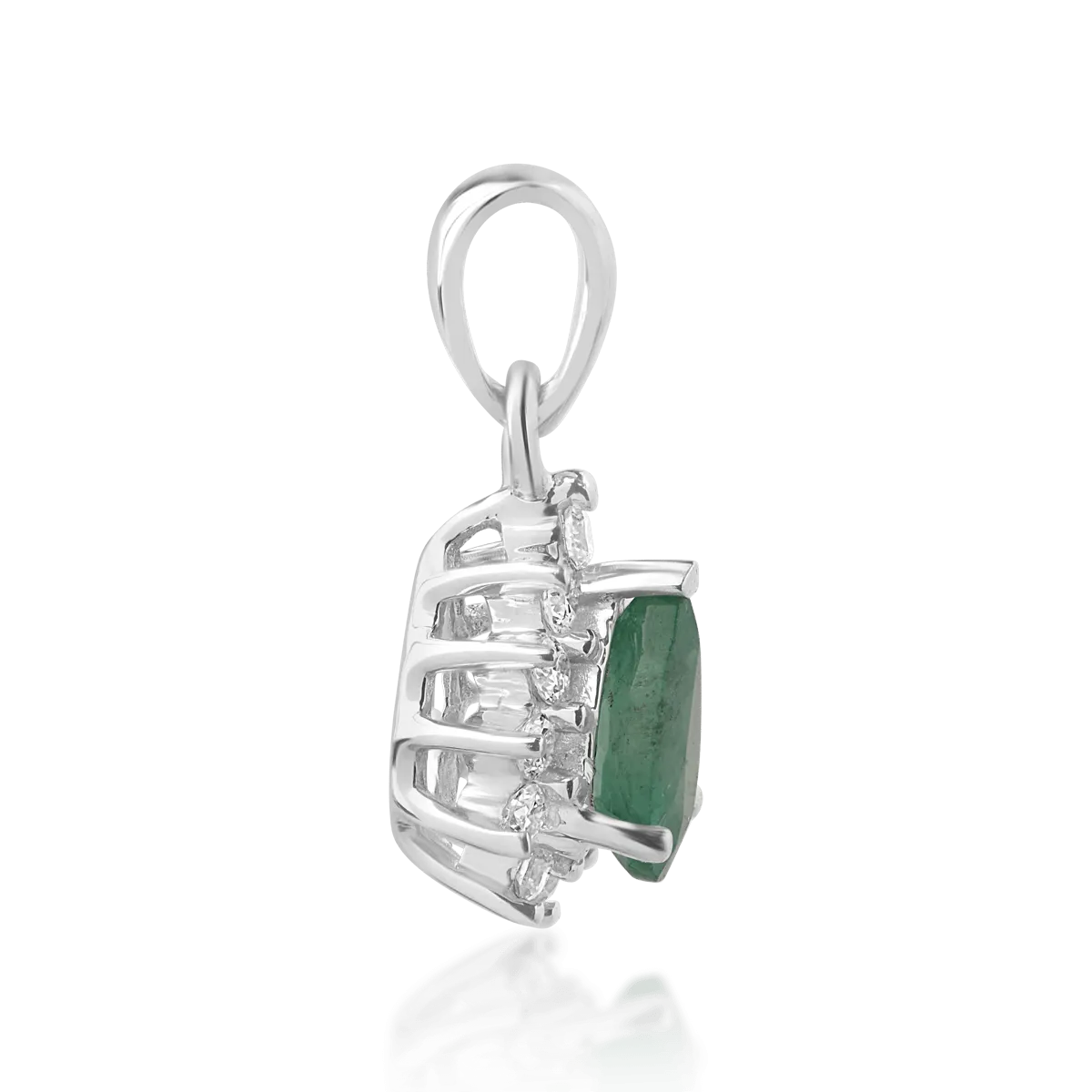 18K white gold pendant with emerald 0.255ct and diamonds of 0.089ct