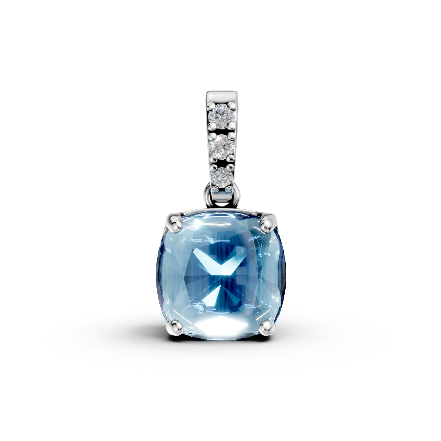 Wisiorek z białego złota 14K ze szwajcarskim niebieskim topazem 1.199ct i diamentami 0.009ct