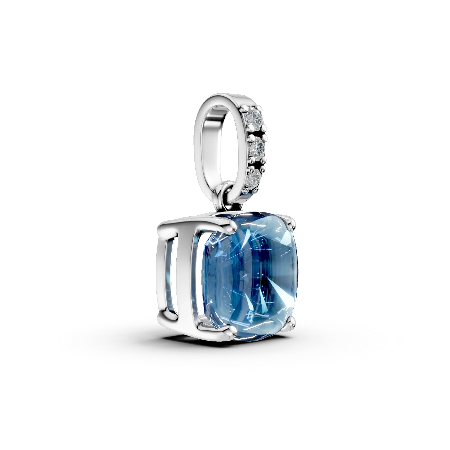 Pandantiv din aur alb de 14K cu topaz swiss blue de 1.199ct si diamante de 0.009ct