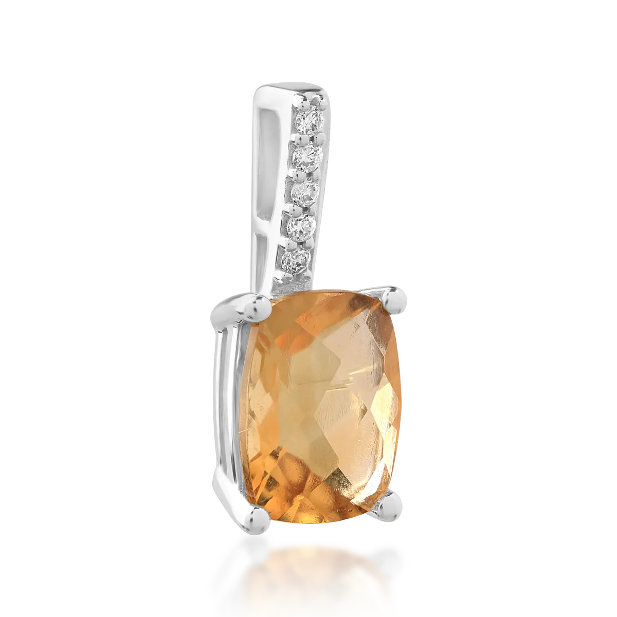 Pandantiv din aur alb cu citrin de 1.22ct si diamante de 0.028ct