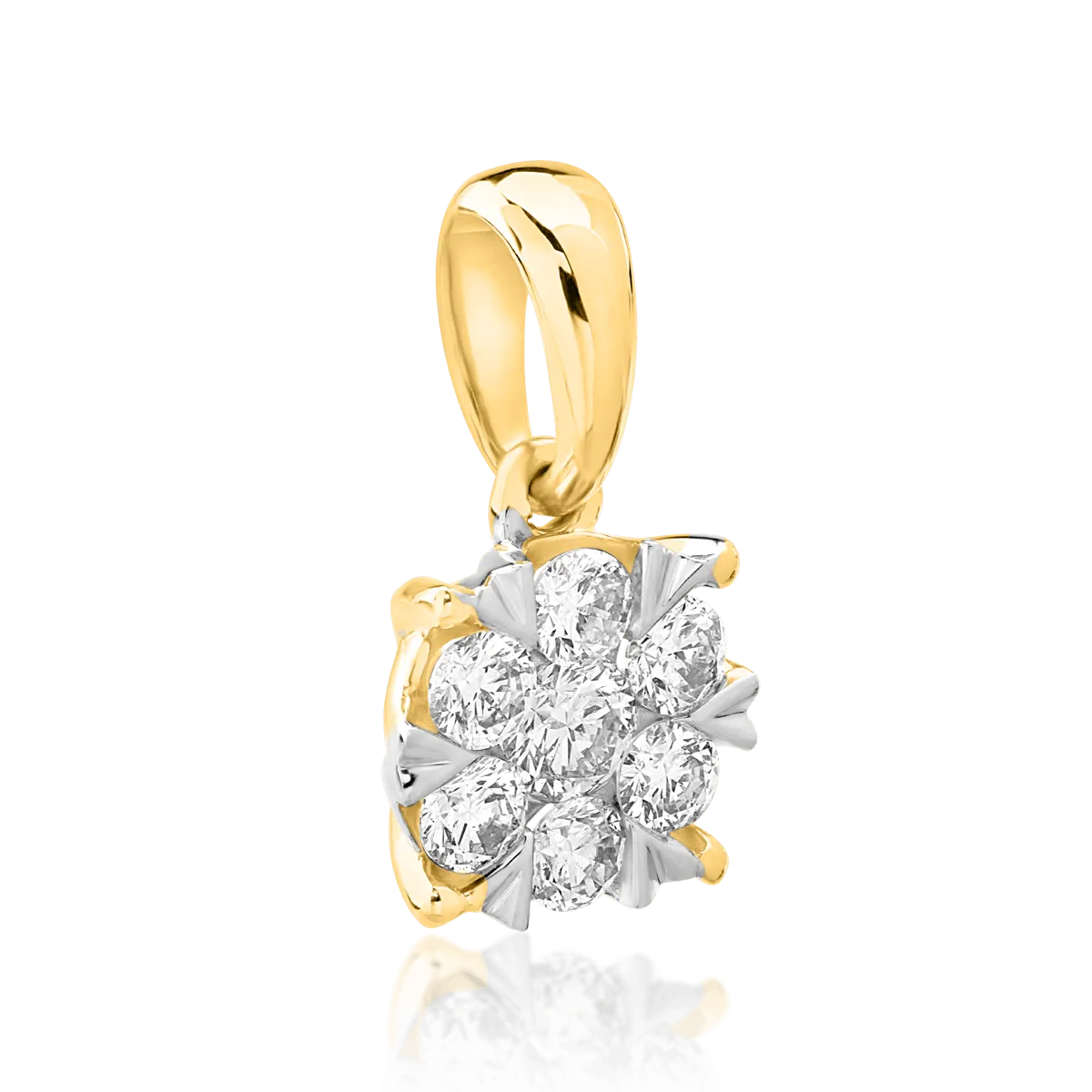 Pandantiv din aur galben de 18K cu diamante de 0.34ct