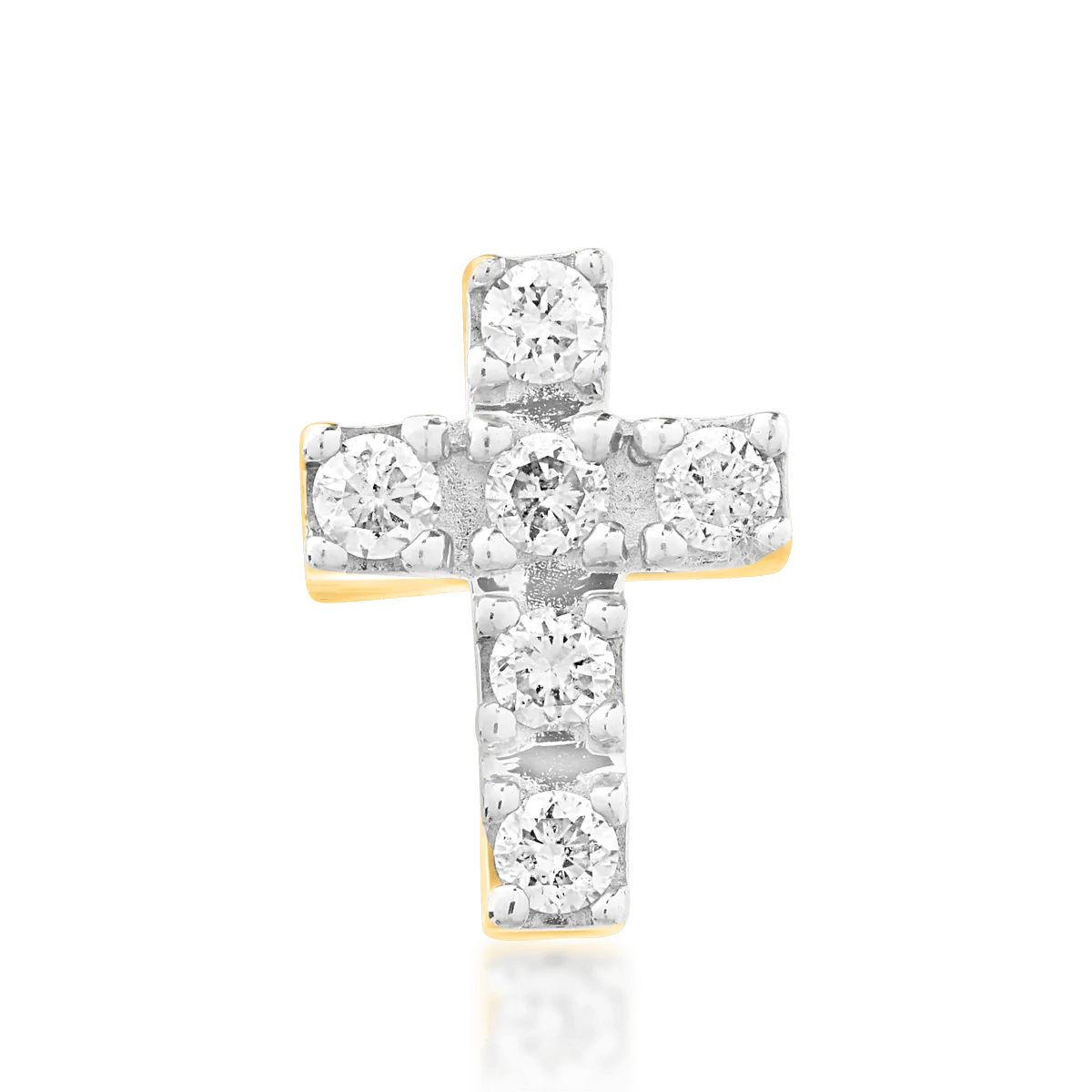 Pandantiv cruce din aur galben de 18K cu diamante de 0.074ct