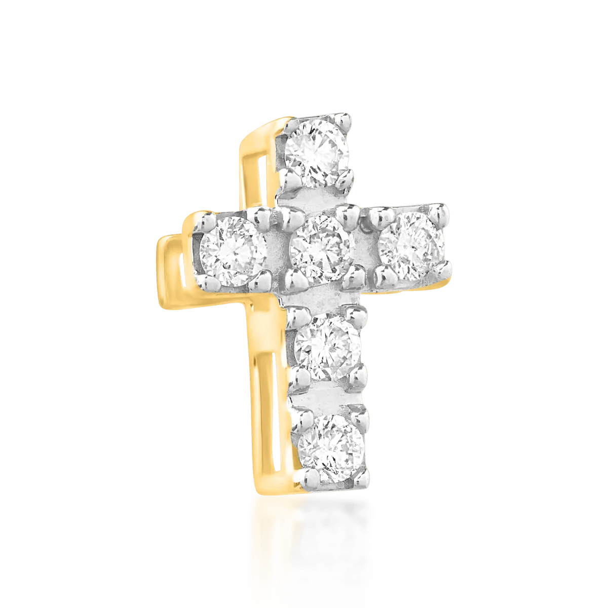18K yellow gold cross pendant with 0.074ct diamonds