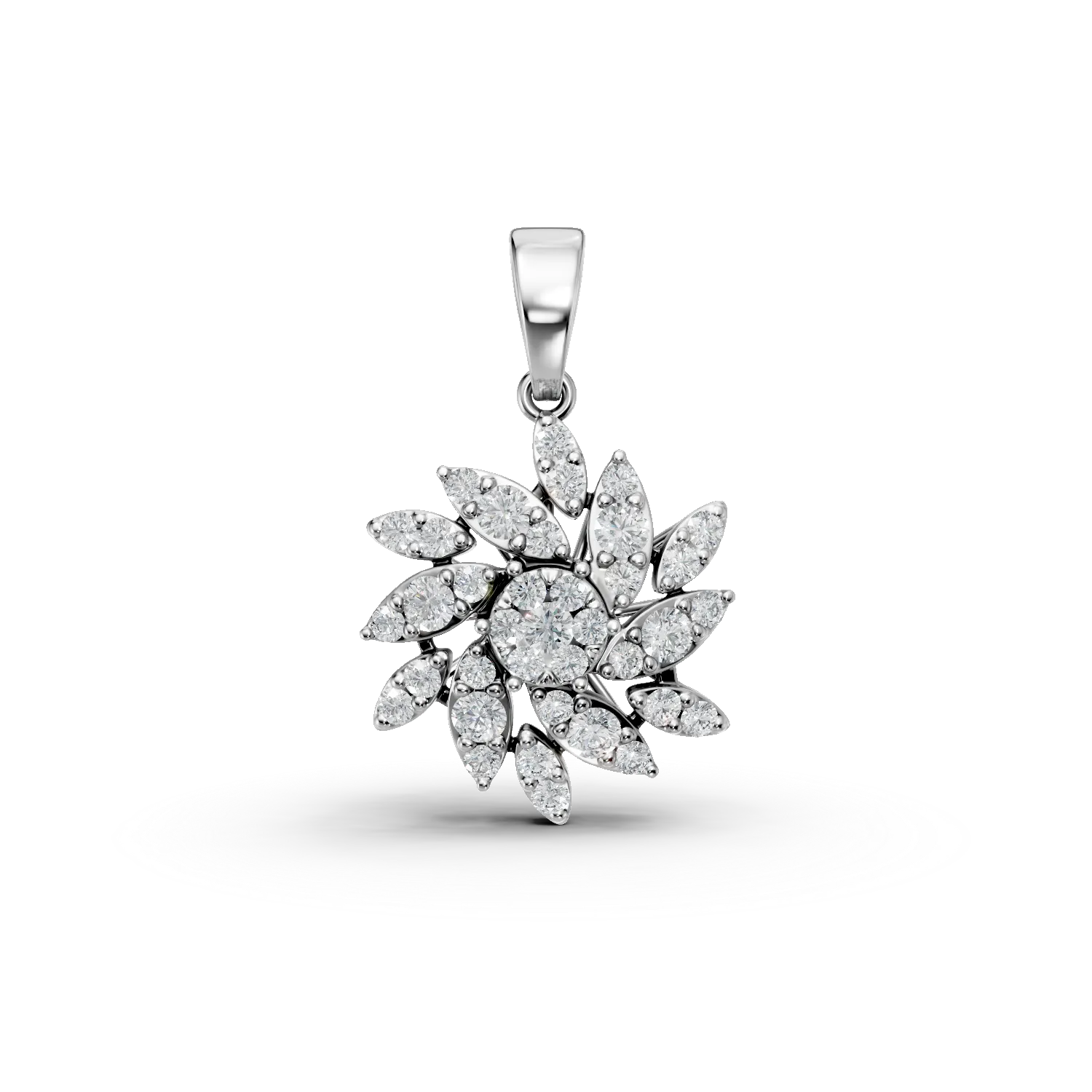 14K бял златен медальон с диаманти от 0.511ct-103857