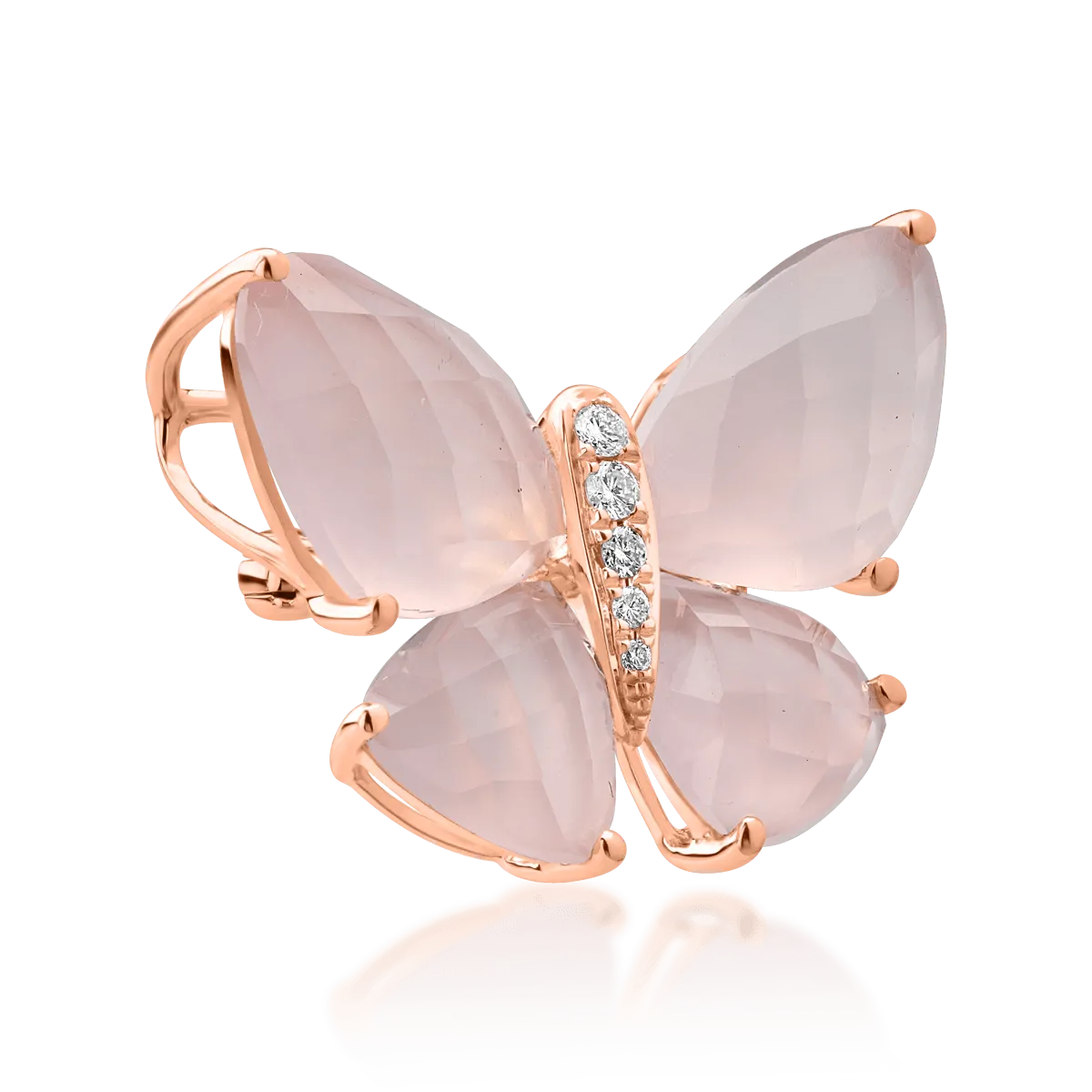 18K rose gold brooch with 11.5ct rose quartz and 0.06ct diamonds