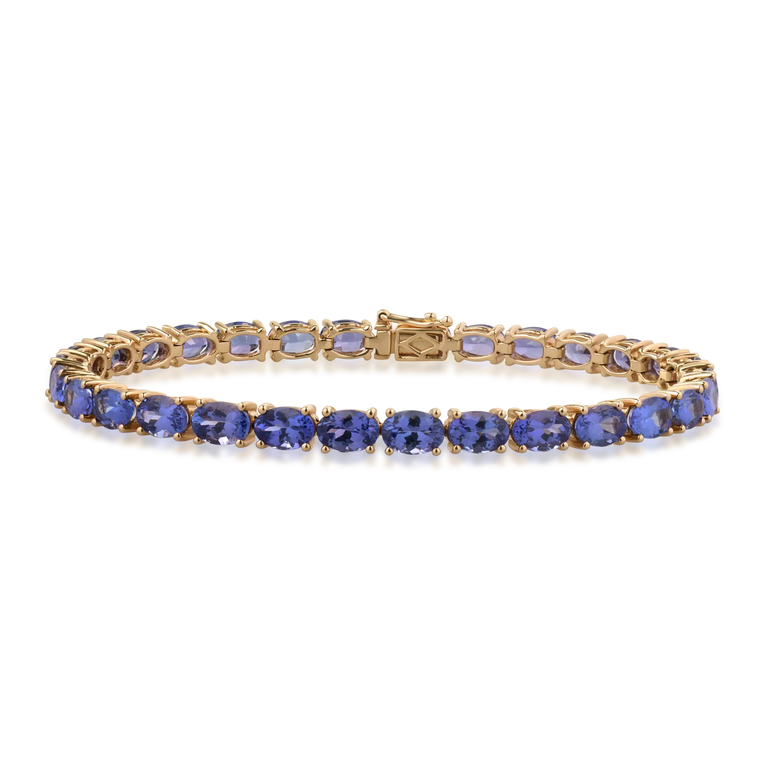 14K yellow gold tennis bracelet with 14.06ct tanzanites