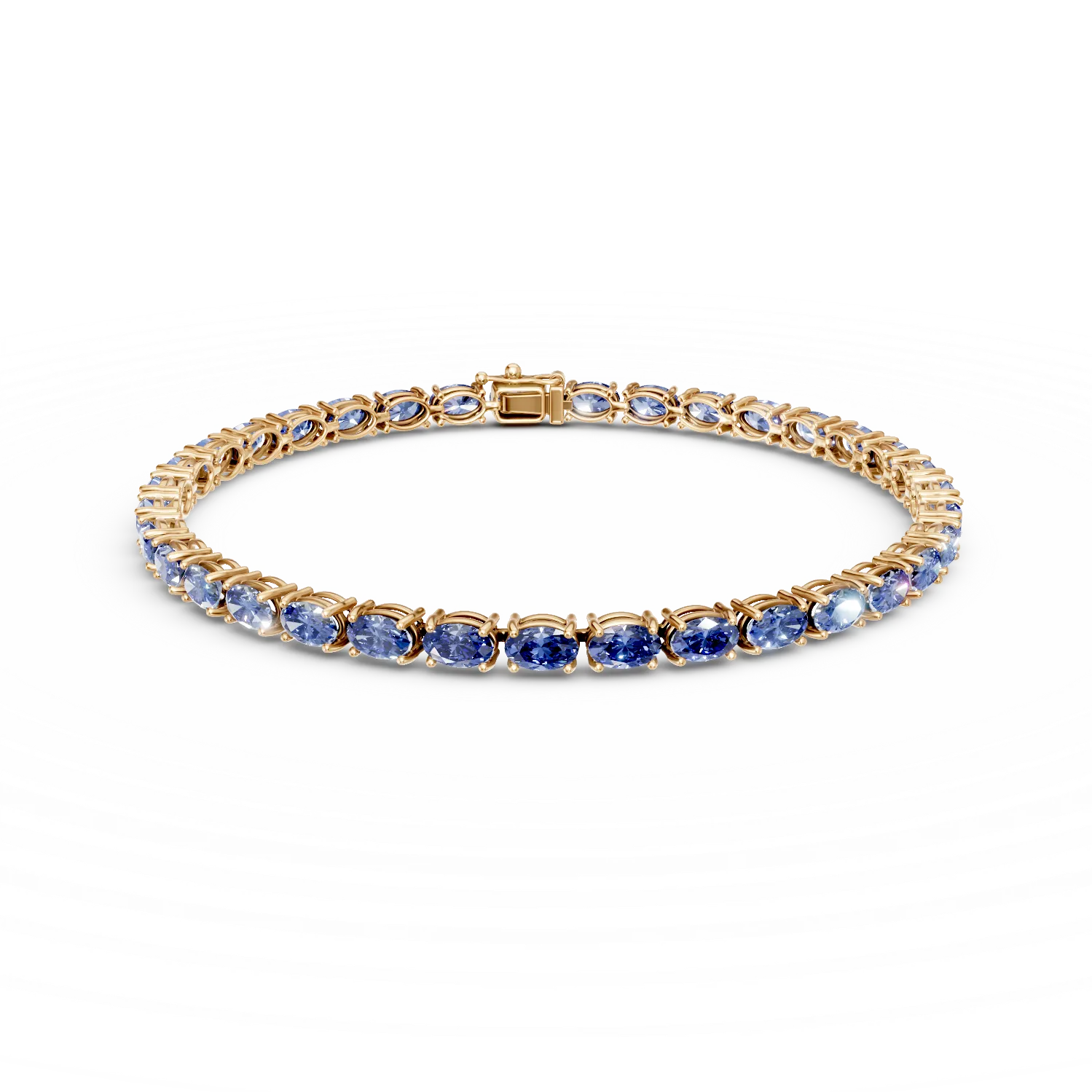 Bratara tennis din aur galben cu tanzanite ovale de 14.06ct