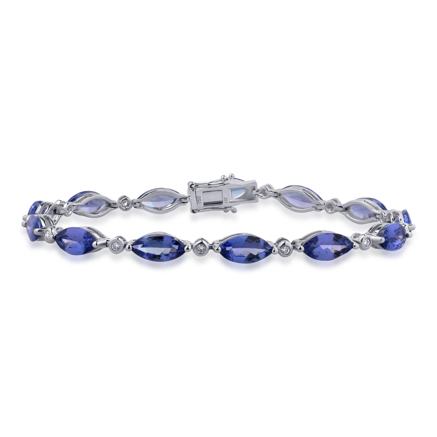 Bratara tennis din aur alb cu tanzanite ovale de 13.52ct si diamante de 0.21ct