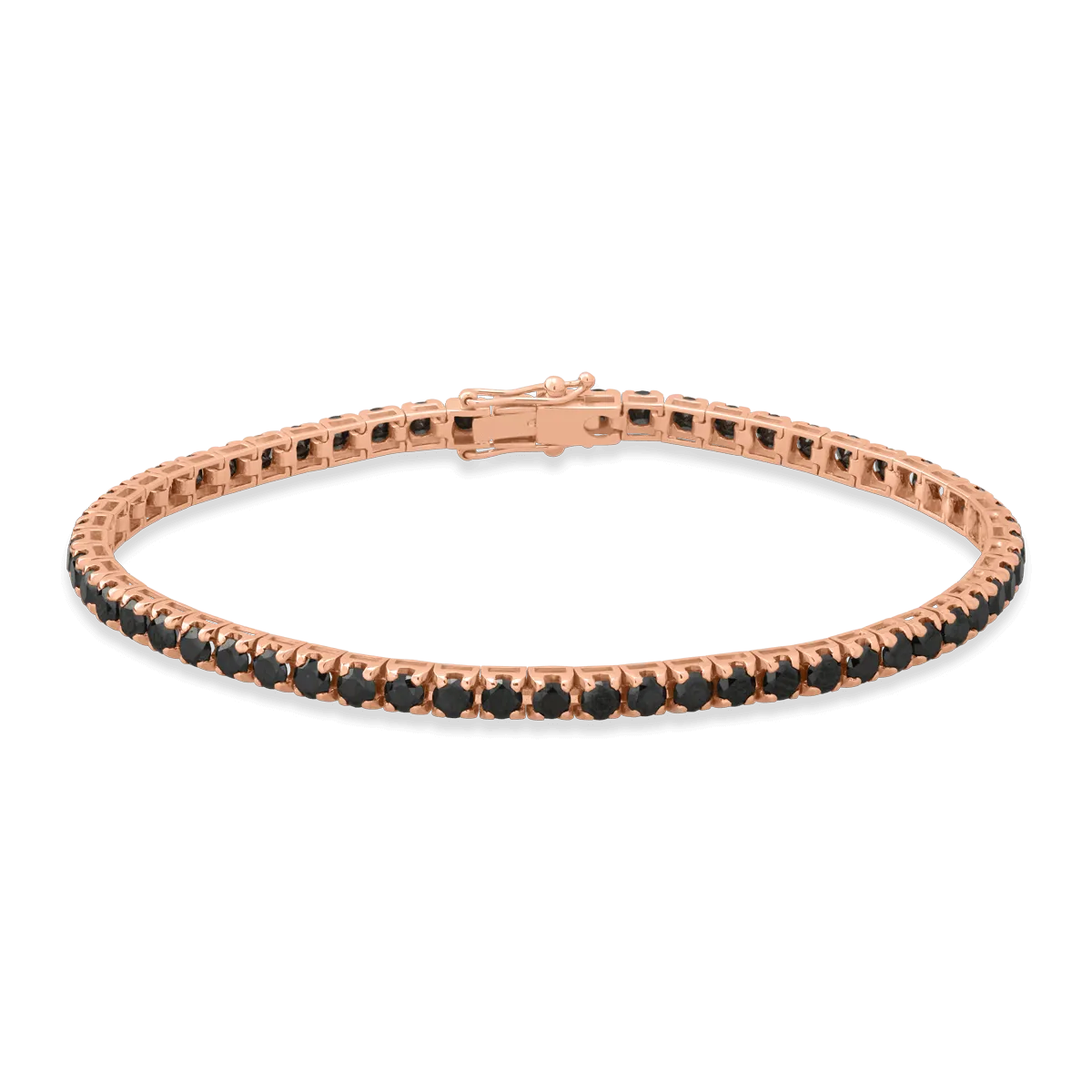 Bratara tennis din aur roz de 18K cu diamante negre de 9ct