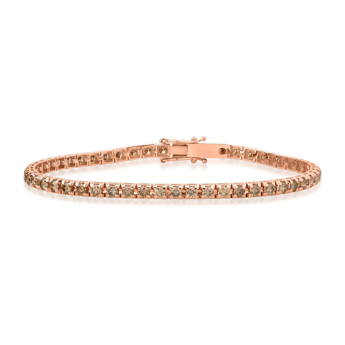 18K rose gold tennis bracelet with 2.55ct brown diamonds