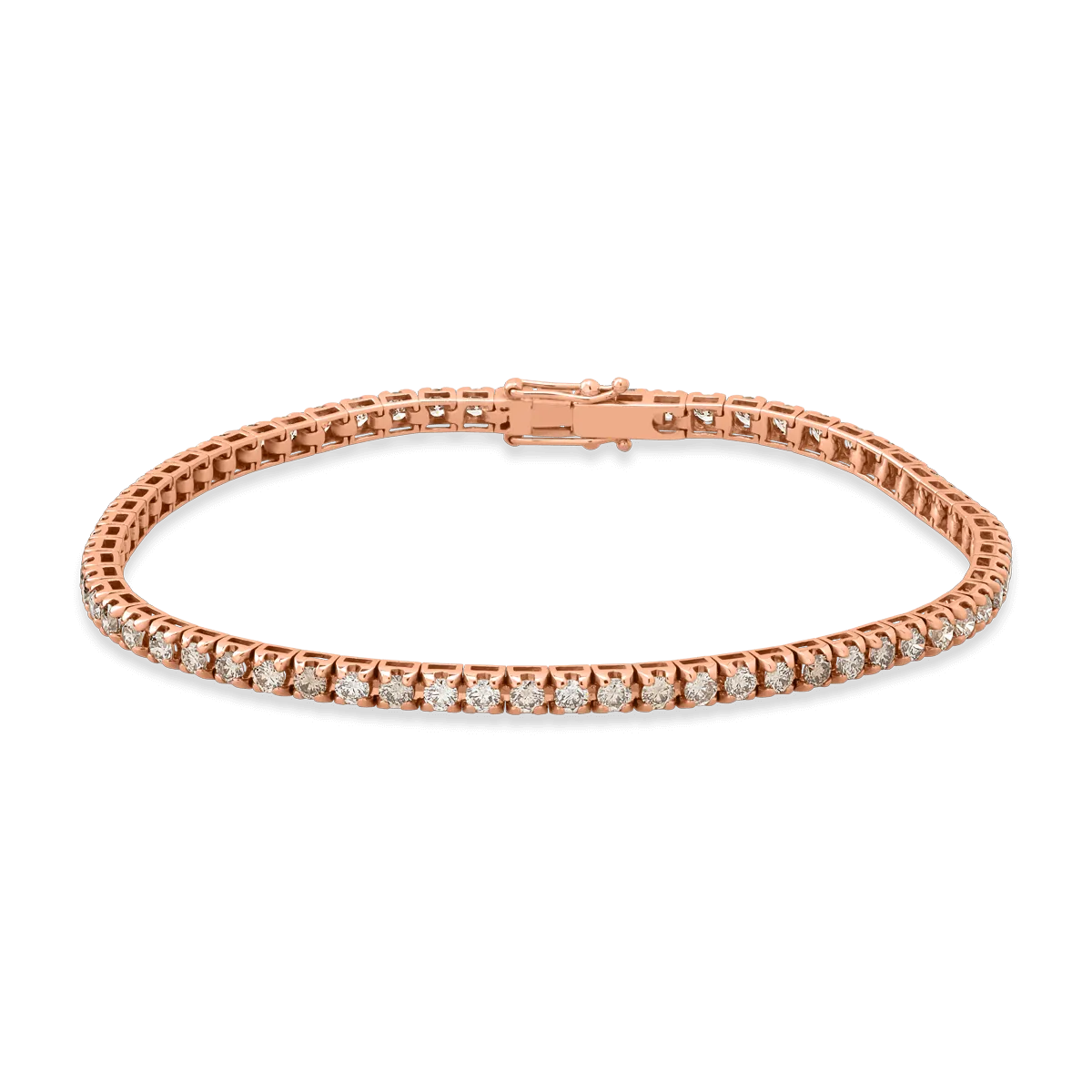 18K rose gold tennis bracelet with 4.45ct brown diamonds