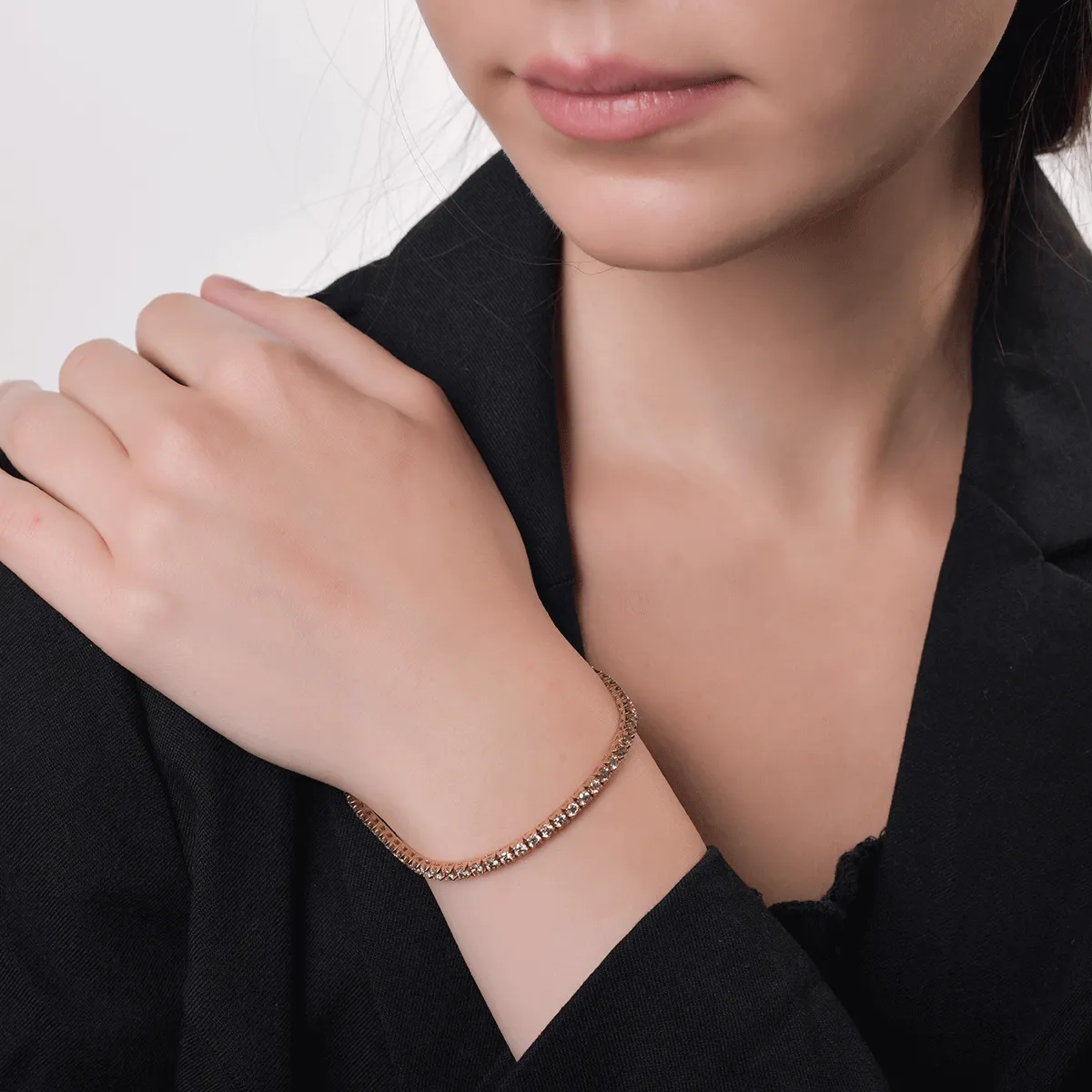 18K rose gold tennis bracelet with 4.45ct brown diamonds