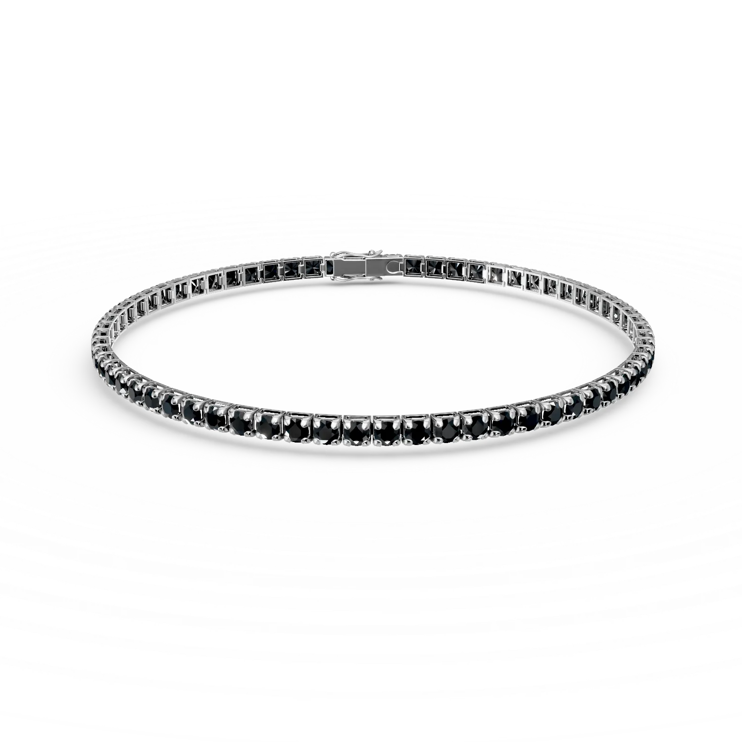 Bratara tennis din aur alb cu diamante negre de 6.7ct