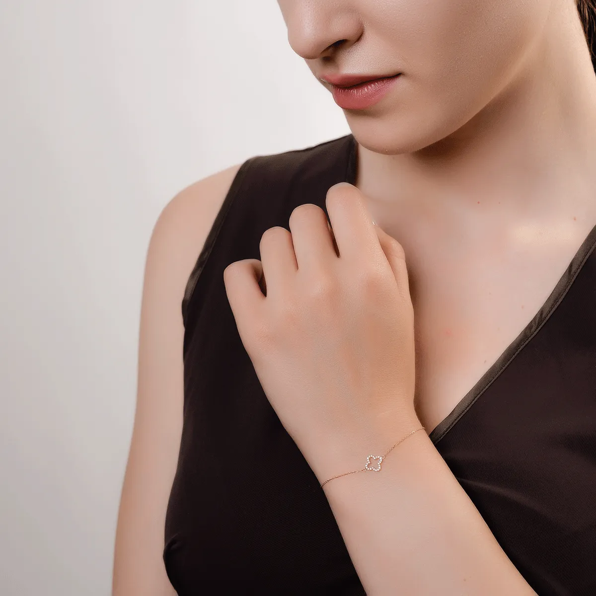 Bratara din aur roz de 18K cu diamante de 0.082ct