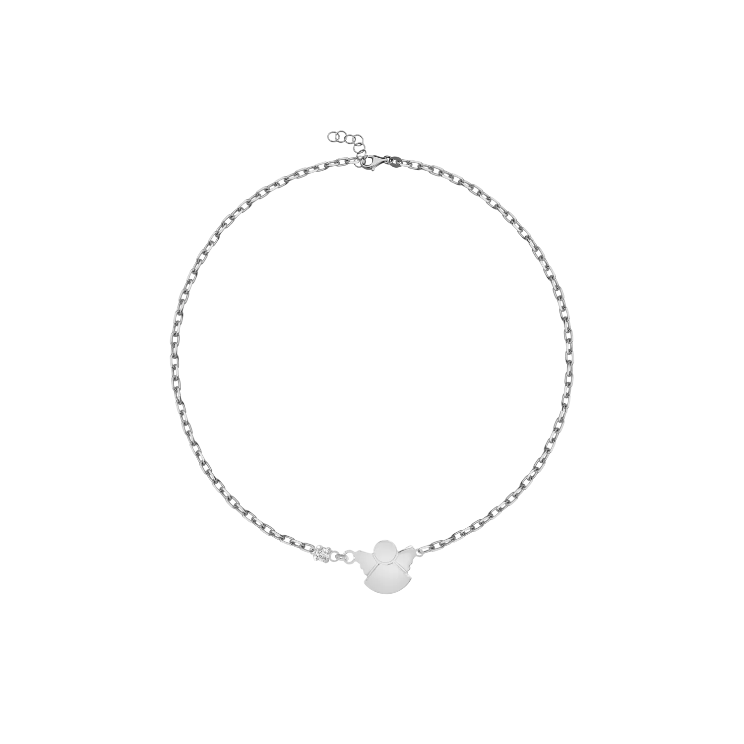 18K white gold angel children bracelet with 0.02ct diamond