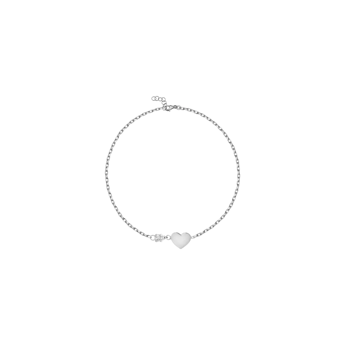 18K white gold heart children bracelet with 0.02ct diamond