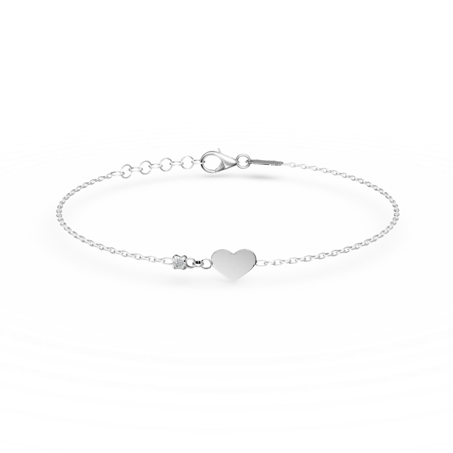 Bransoletka dla dzieci 18K białego złota z serduszkiem i diamentem 0.02kr-110335