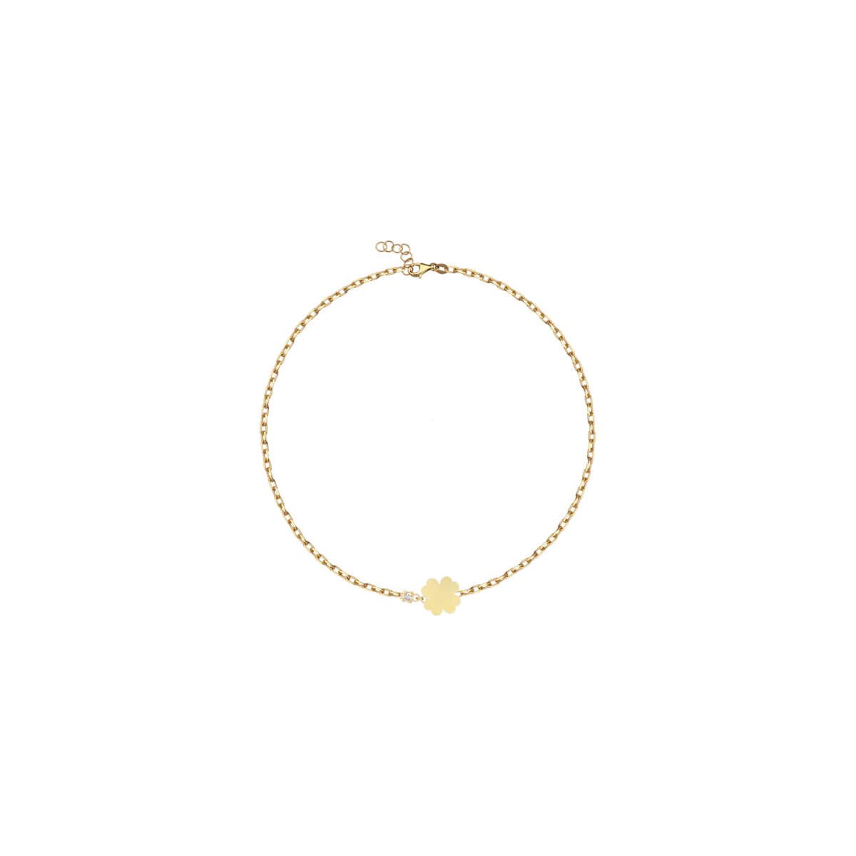 18K yellow gold three leaf clover children bracelet with 0.02ct diamond-110347