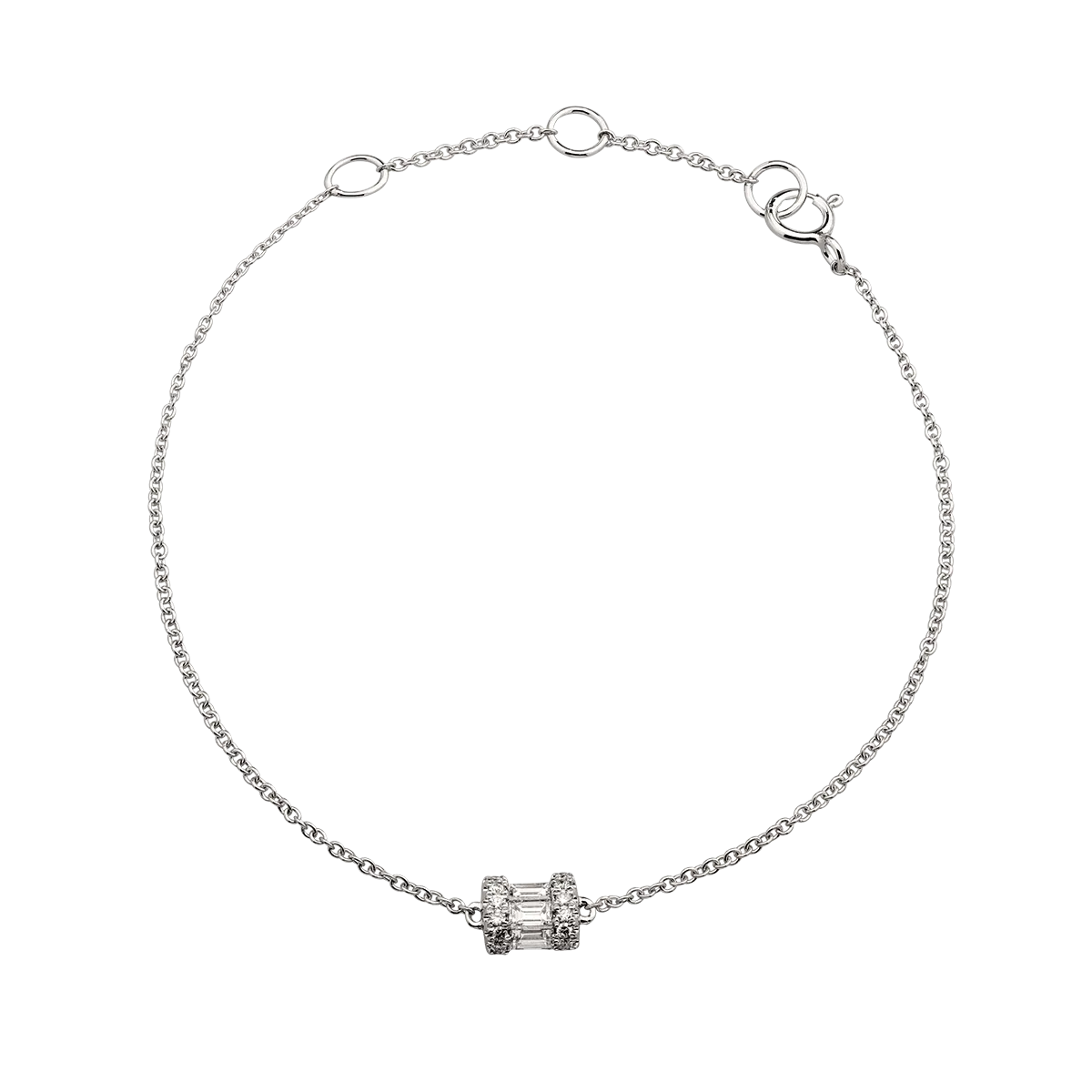 Bratara din aur alb cu diamante baguette si rotunde de 0.233ct