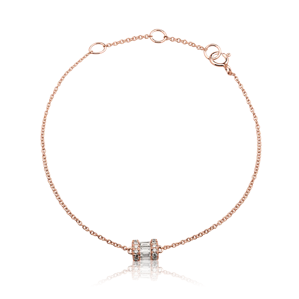 Bratara din aur roz cu diamante baguette si rotunde de 0.231ct