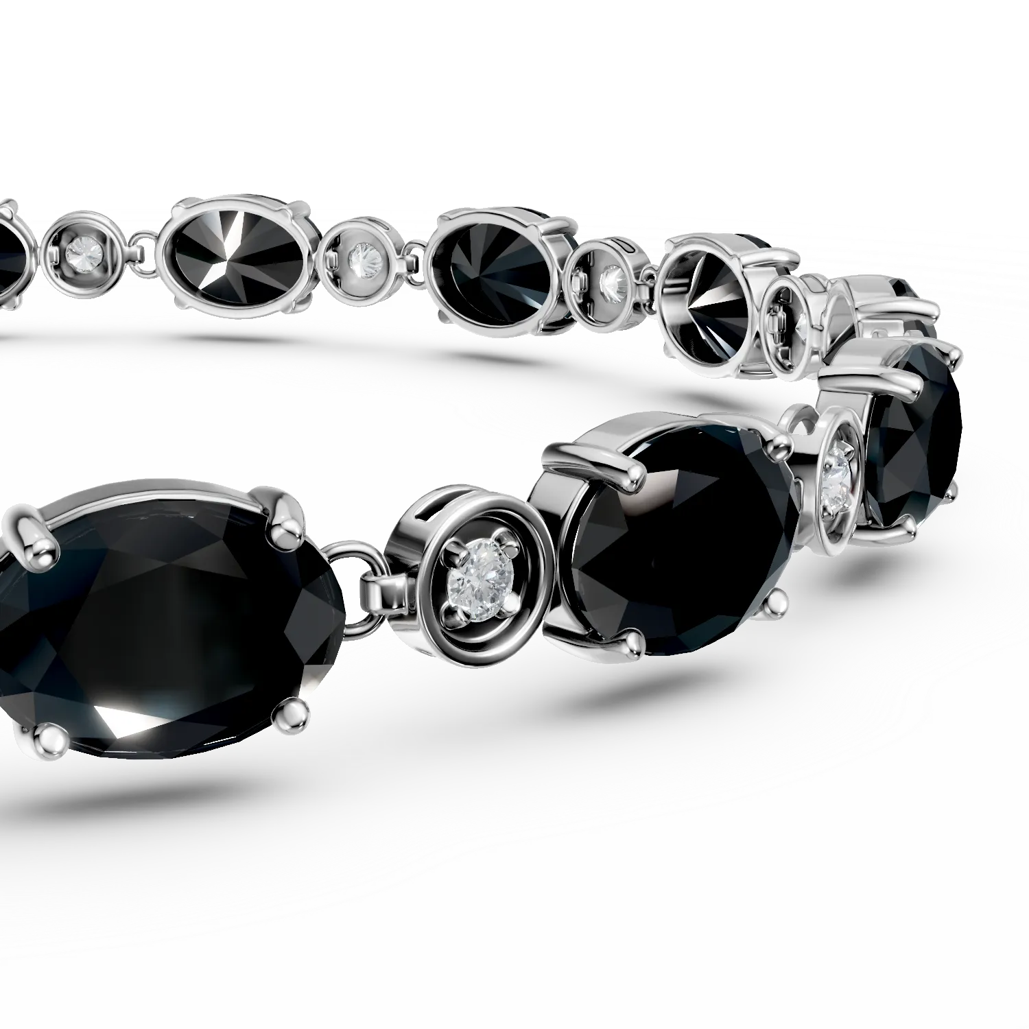 14K white gold bracelet with 16.1ct black sapphires and 0.2ct diamonds