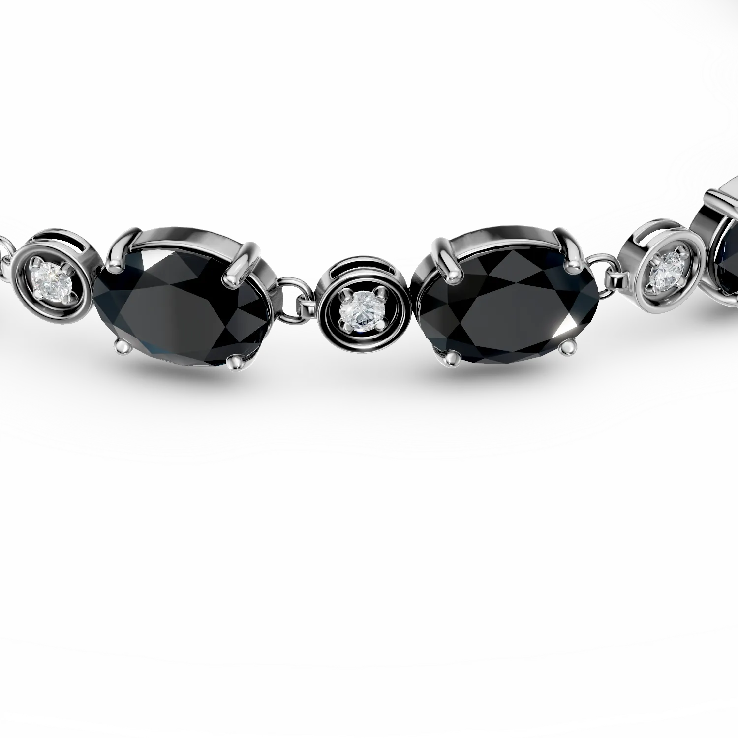 14K white gold bracelet with 16.1ct black sapphires and 0.2ct diamonds
