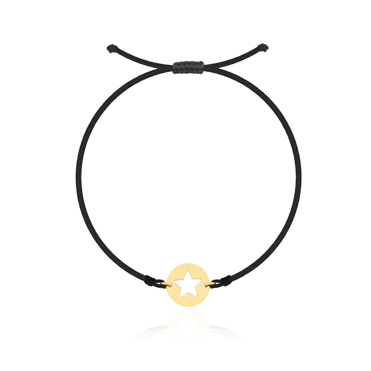 Cord bracelet with 14K yellow gold coin-star charm