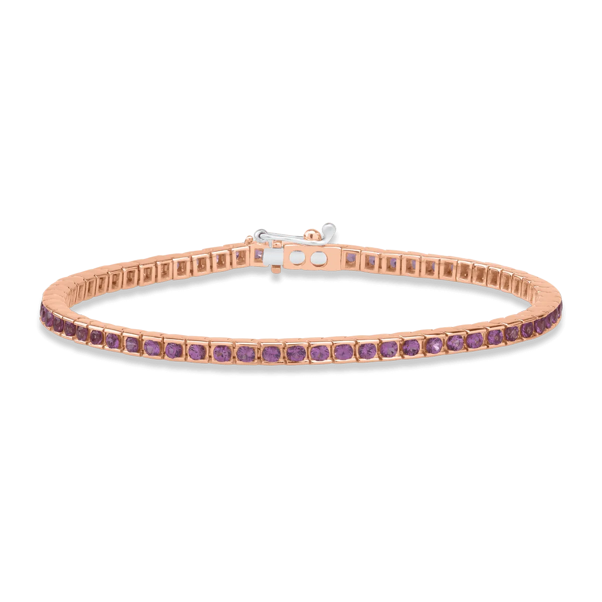 18K rose gold tennis bracelet with rosesapphires of 3.12ct