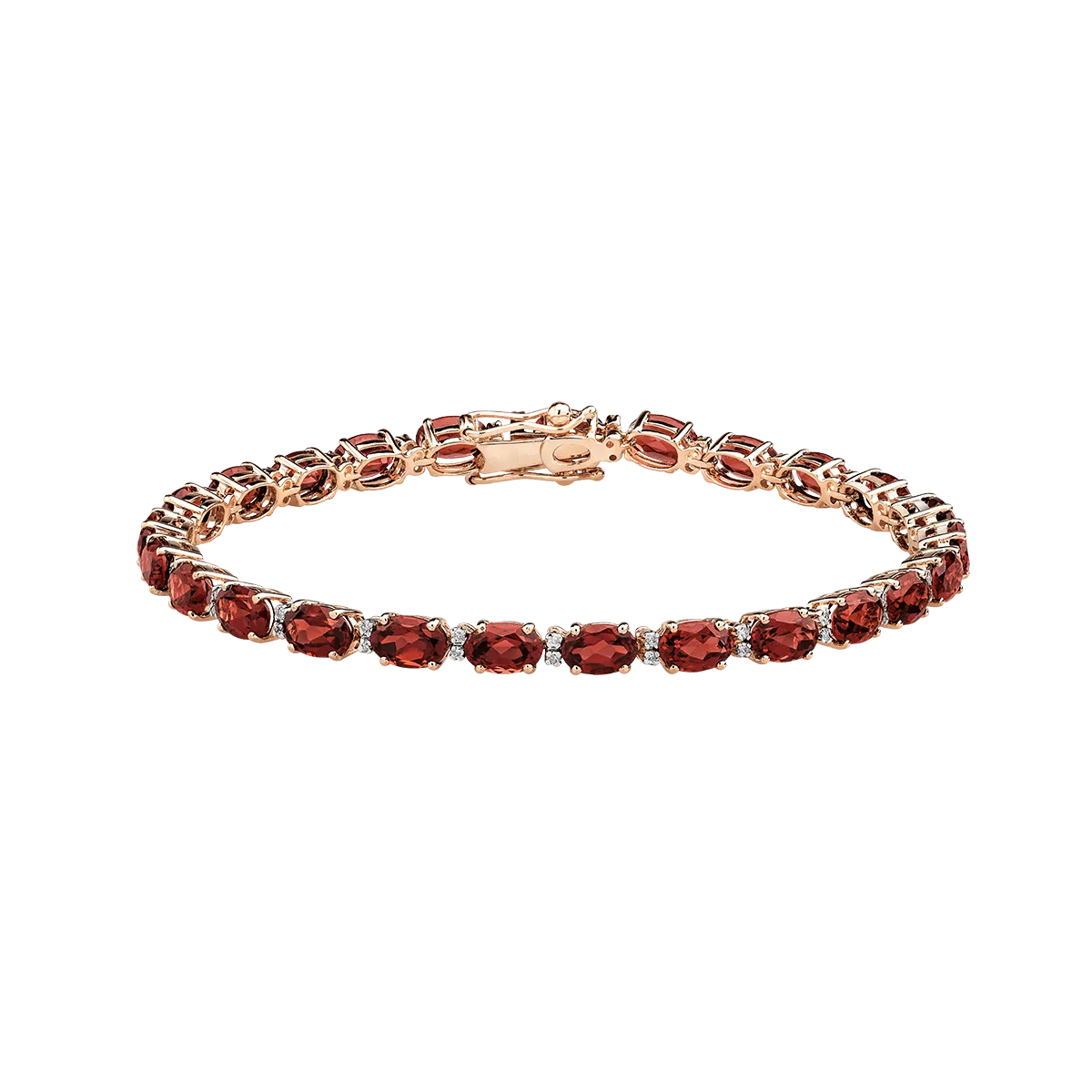 14K yellow gold tennis bracelet with 13.88ct garnets and 0.24ct diamonds