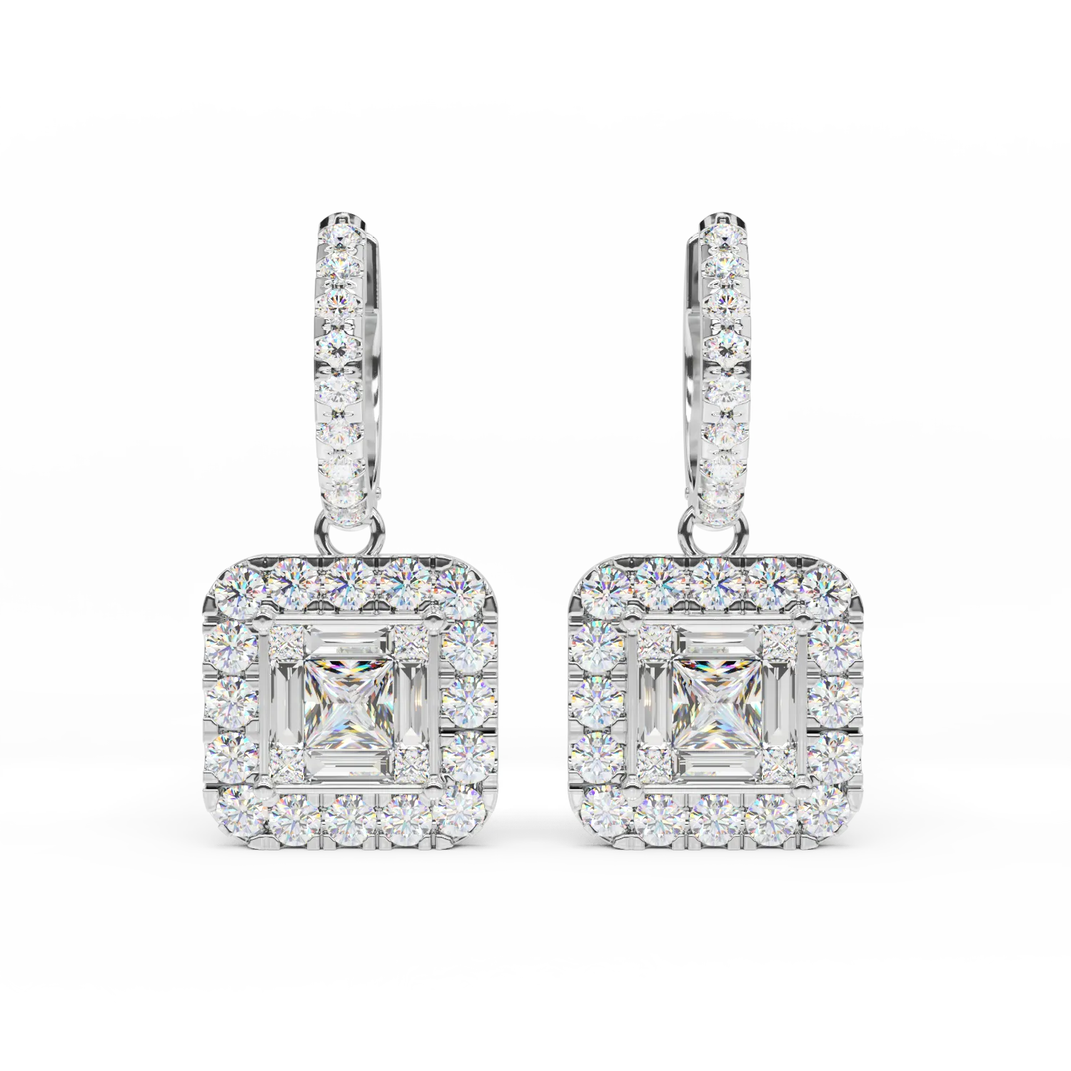 18K white gold earrings with 1.35ct diamonds