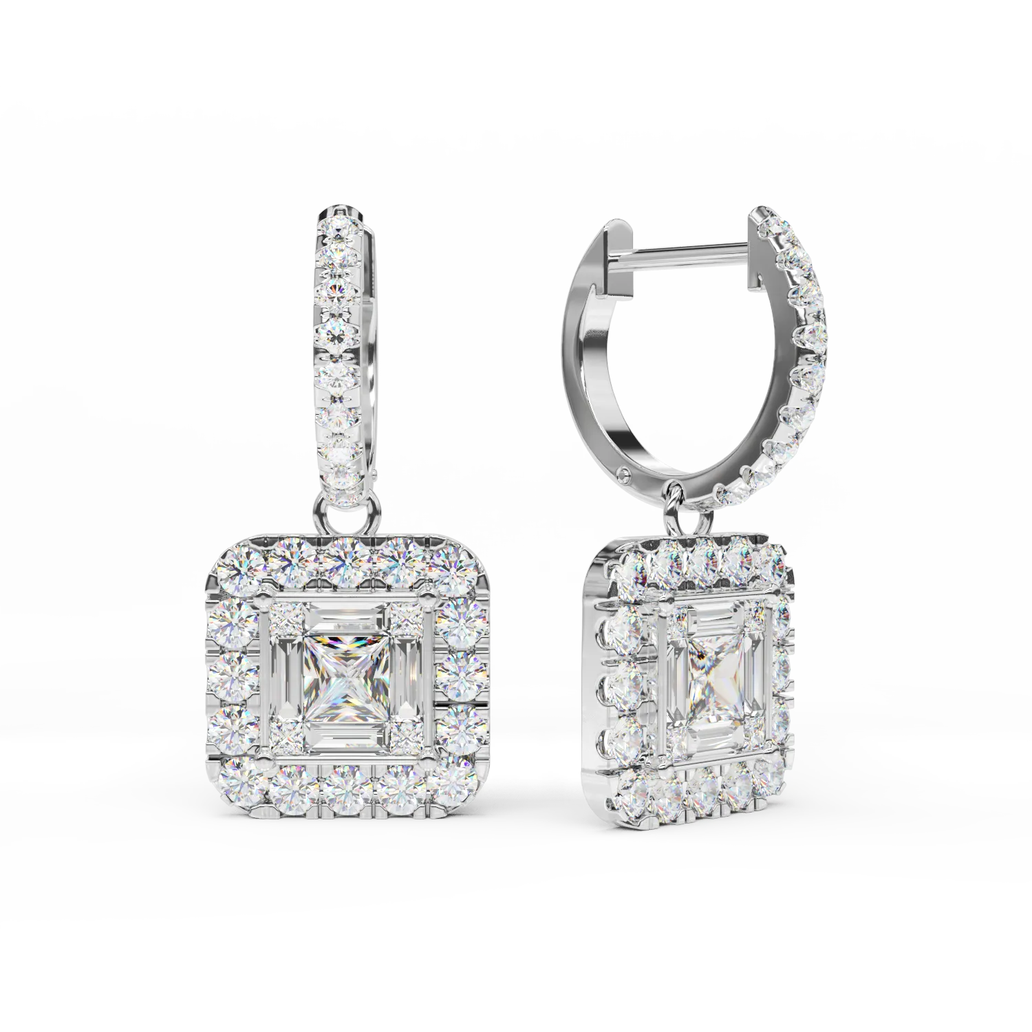 18K white gold earrings with 1.35ct diamonds