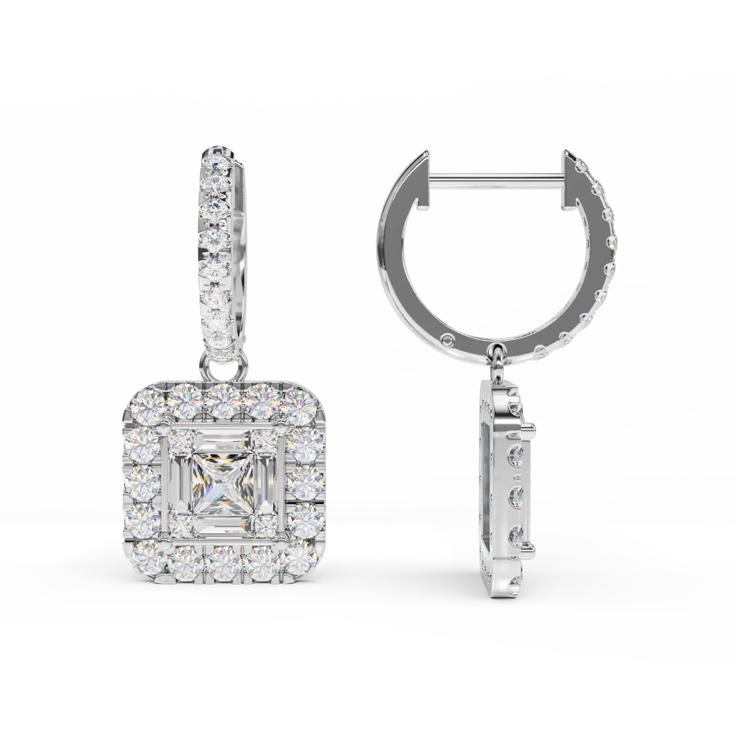 18K white gold earrings with 1.35ct diamonds