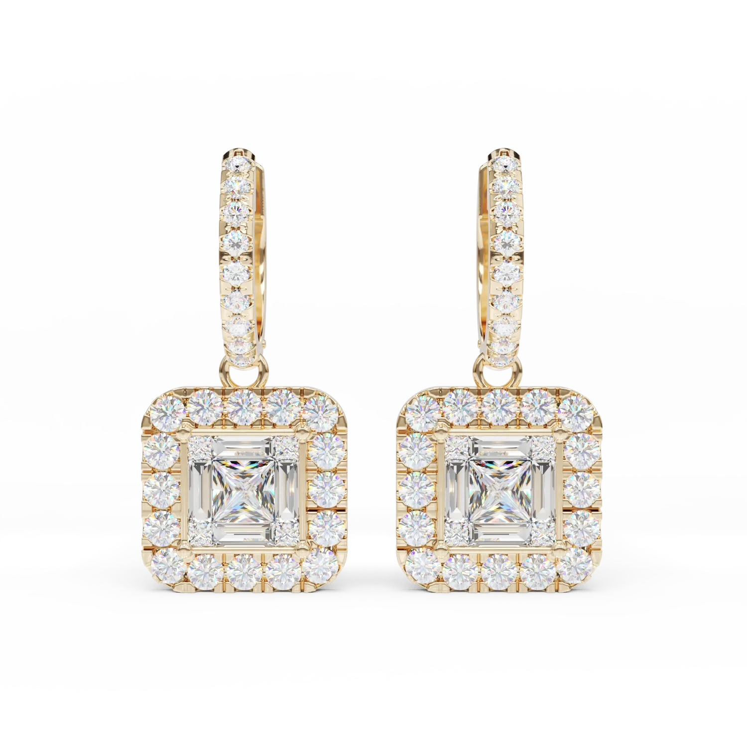 18K yellow gold earrings with diamonds of 1.36ct