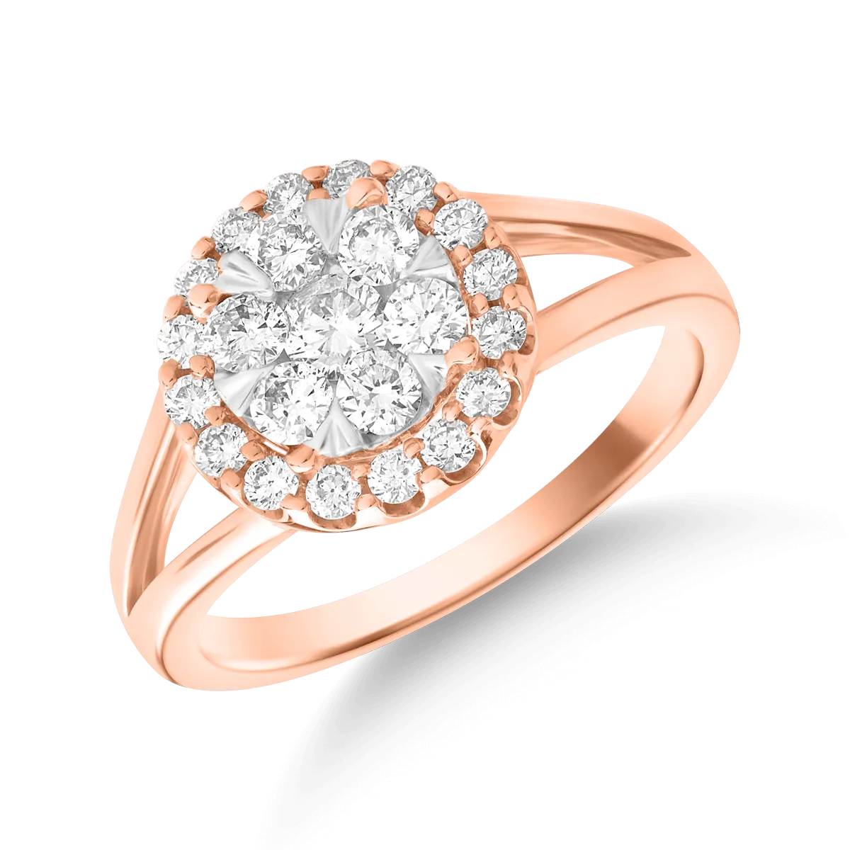 Inel din aur roz de 18K cu diamante de 0.5ct
