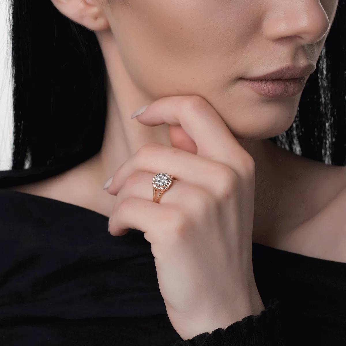 Inel din aur roz cu diamante de 0.5ct