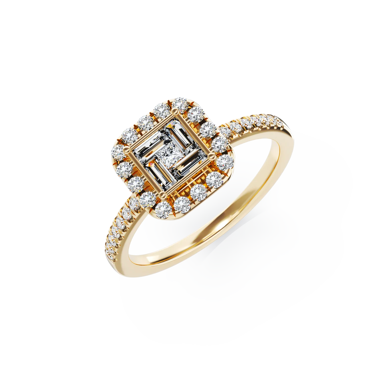 Eljegyzési gyűrű 18K-os sárga aranyból 0,46ct gyémánttal