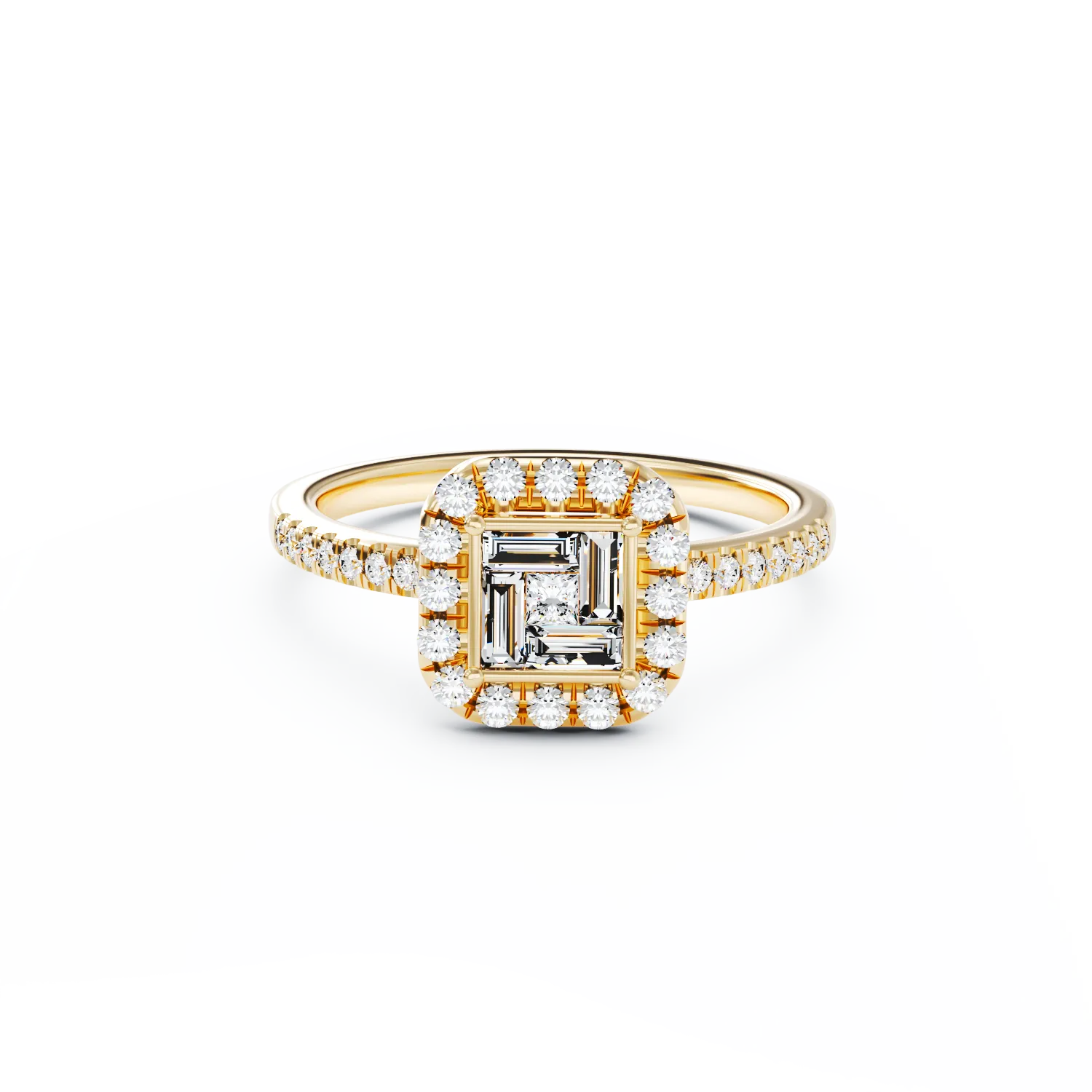 Годежен пръстен от 18K жълто злато с диаманти 0.46ct